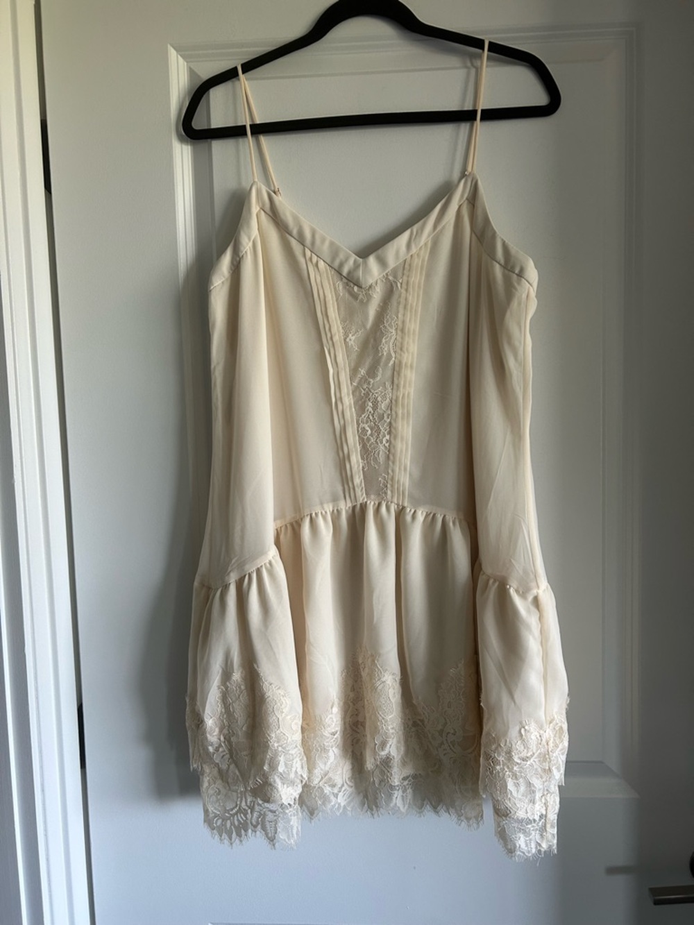 Abercrombie & Fitch Cream Lace-Trim Mini Dress
